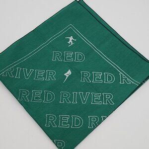 Vintage Red River Bandana Scarf Cotton Green & White Square Sports Enthusiasts